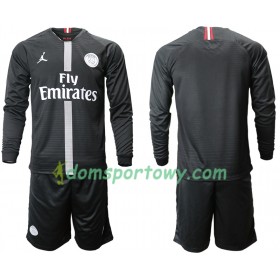 Koszulka Paris Saint-Germain Jodan Czarny Dziecięcy Trzeci Koszulki Piłkarskie 2018-2019 Długi Rękaw
